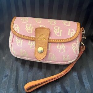 Dooney & Bourke Pink and Tan Clutch Wristlet